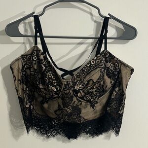 Black lace crop bustier